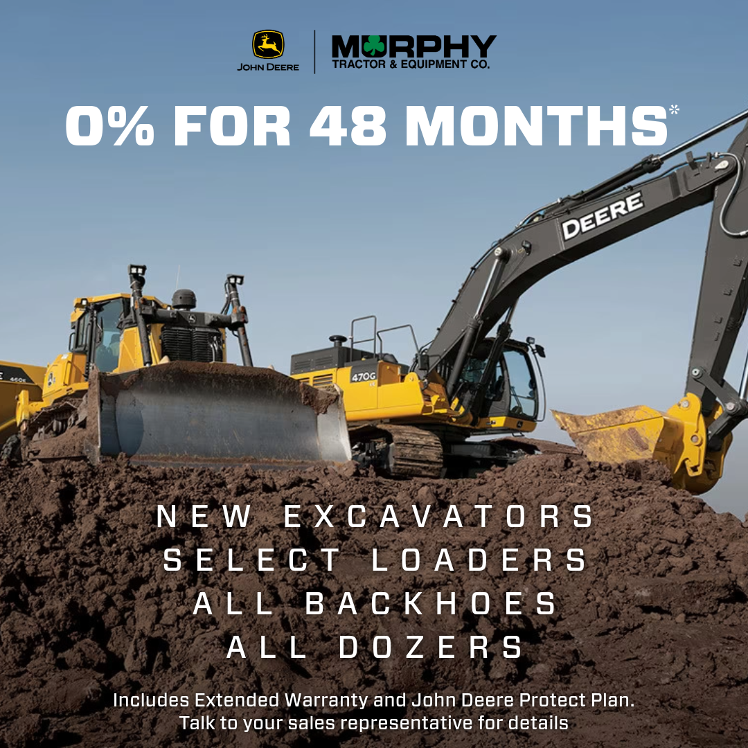 0% for 48 Months on John Deere Construction Equipment